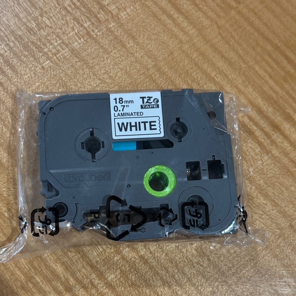 Brother TZe Tape Cartridge with White Label 18mm 0.7” laminated
